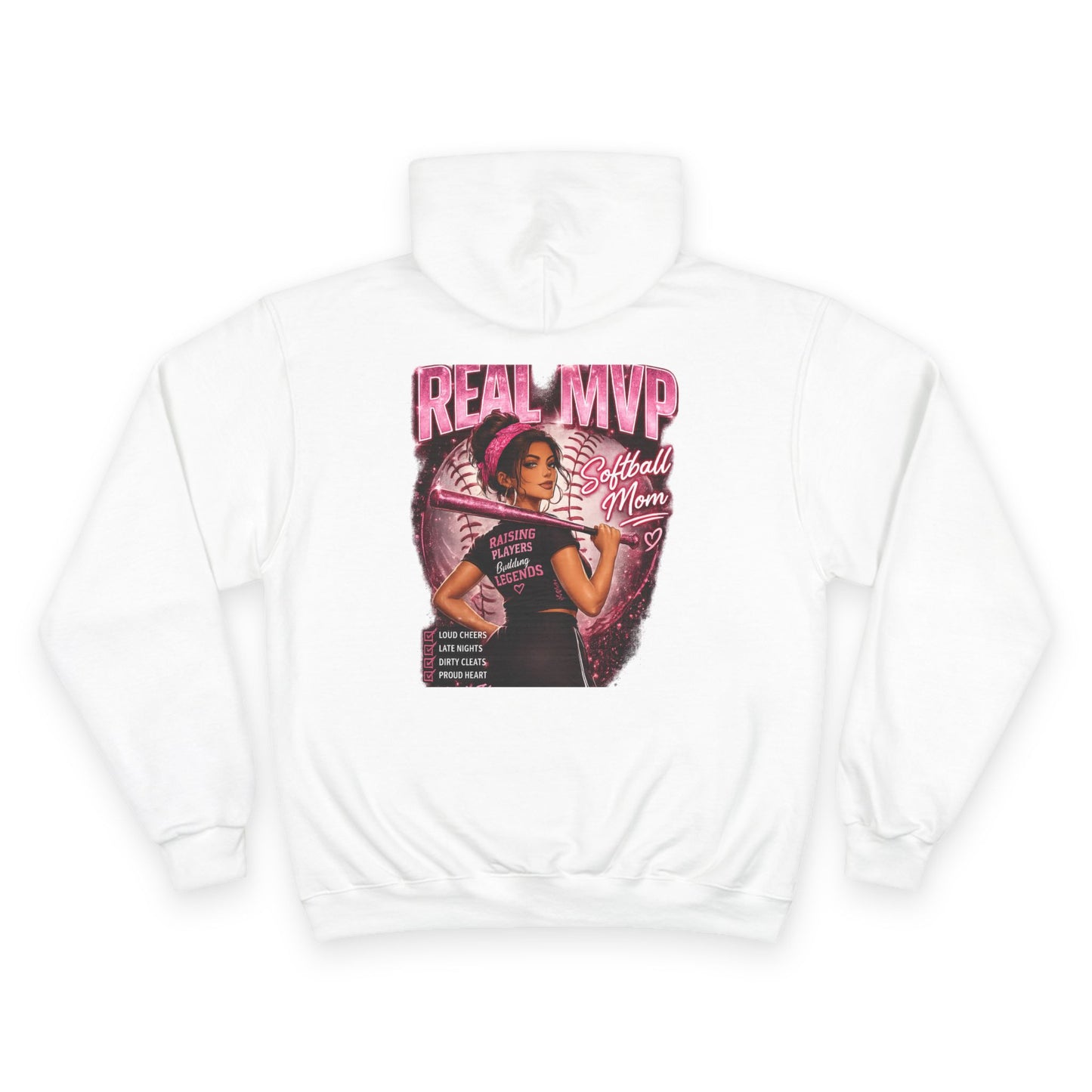 Softball Mom Hoodie - "Real MVP" Champion Pullover